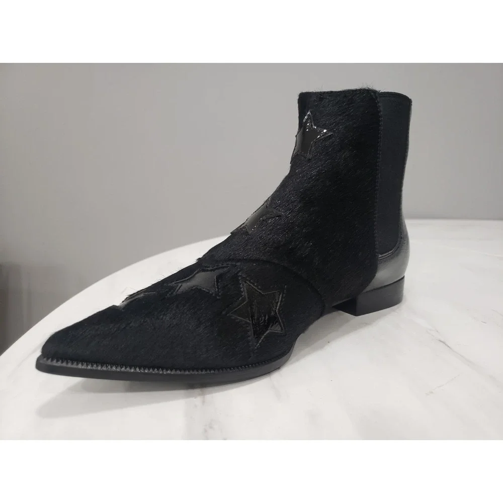 SIZE 10 / EURO 40 ASH BLISS Chelsea Ankle Boot Cow Hair Leather STARS Western